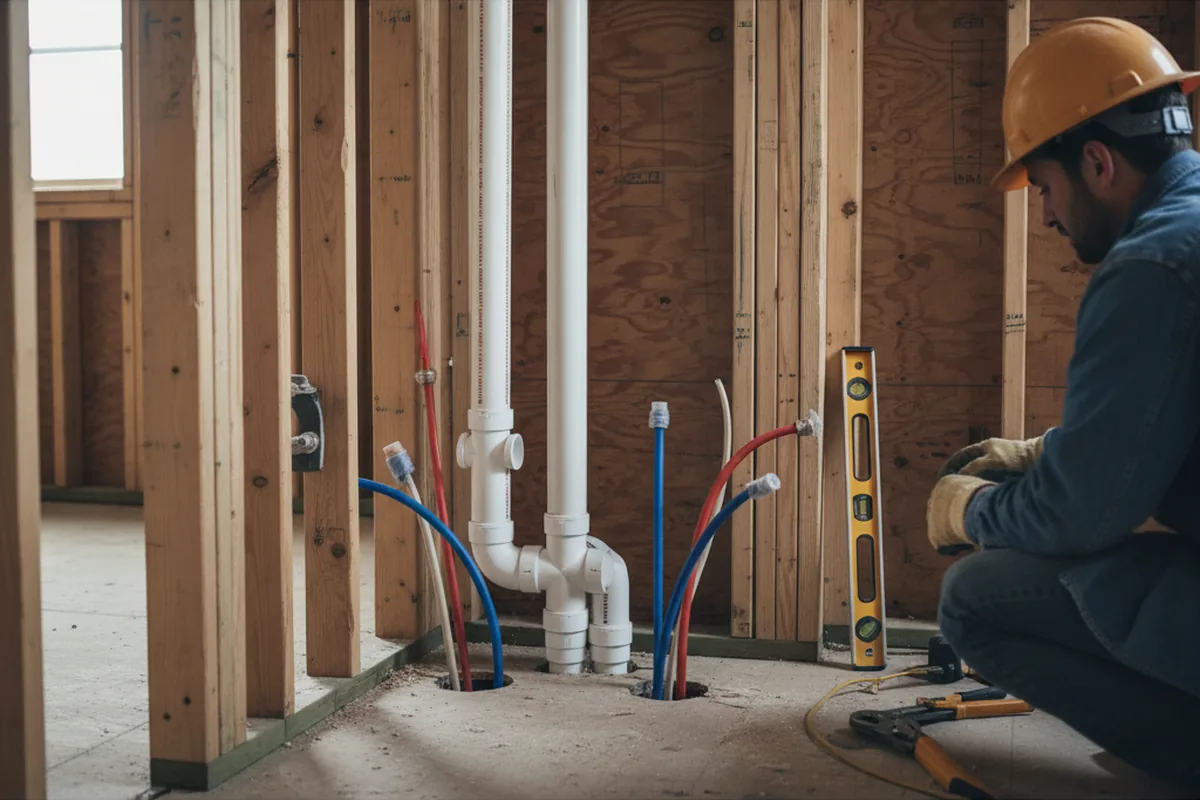 Drain and supply rough-in during Sump Pump Repair in Frankston